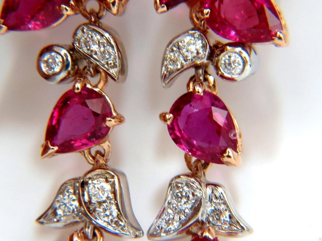 10.88ct Natural Red No Heat Ruby Diamond Dangle Earrings 18kt Unheated 12306** - 9