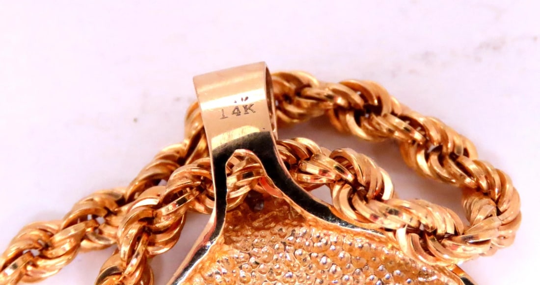 Opal Large Whale Tale Rope Chain Necklace 14kt Gold 12513** - 4