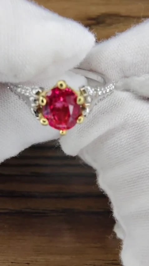 AIGS Certified 1.07ct Natural Pink No Heat Ruby Diamonds Ring 14 Karat *v - 2