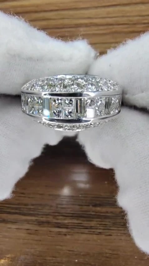 4.00ct diamonds raised contemporary ring three dimensional 18kt *v - 2