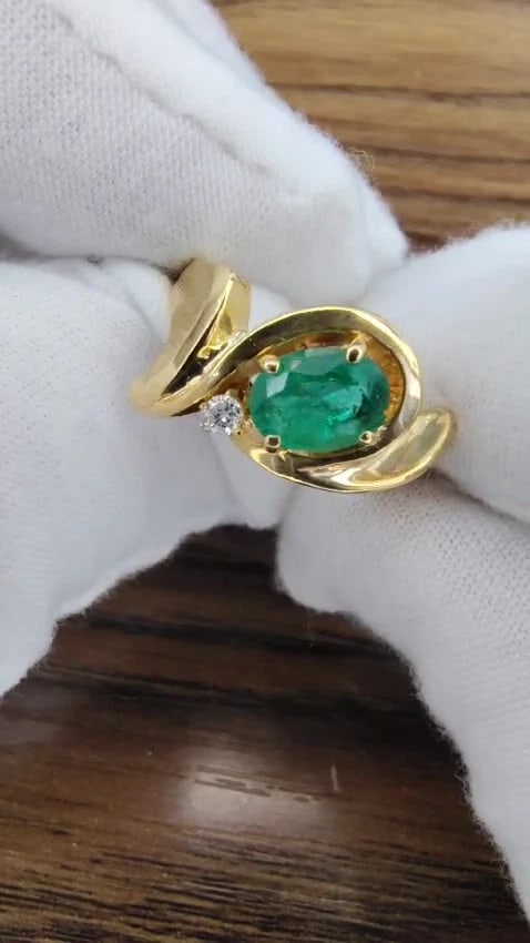 Emerald Diamond Ring 14kt 1.15ct Natural Mod Deco *v - 2