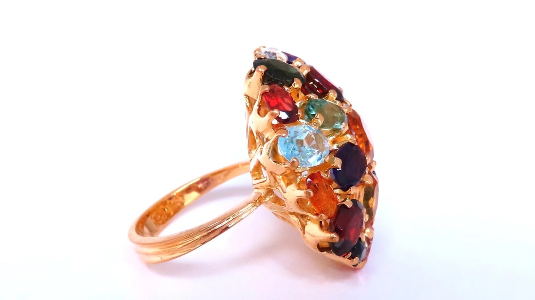 6ct Natural Multicolor Gems Ring 14kt gold** - 2