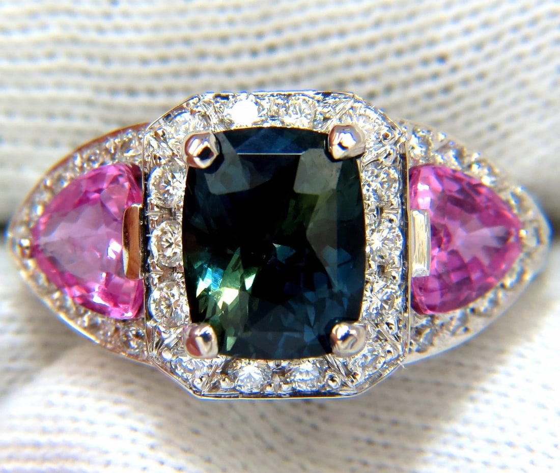 GIA CERTIFIED 6.19ct NATURAL NO HEAT GREEN BLUE SAPPHIRE DIAMONDS RING *v: Title: GIA CERTIFIED 6.19ct NATURAL NO HEAT GREEN BLUE SAPPHIRE DIAMONDS RING *v Description: No Heat Greenish Blue GIA Certified 3.35ct. Natural Greenish Blue sapphire ring. Cushion cut. Clean, VS