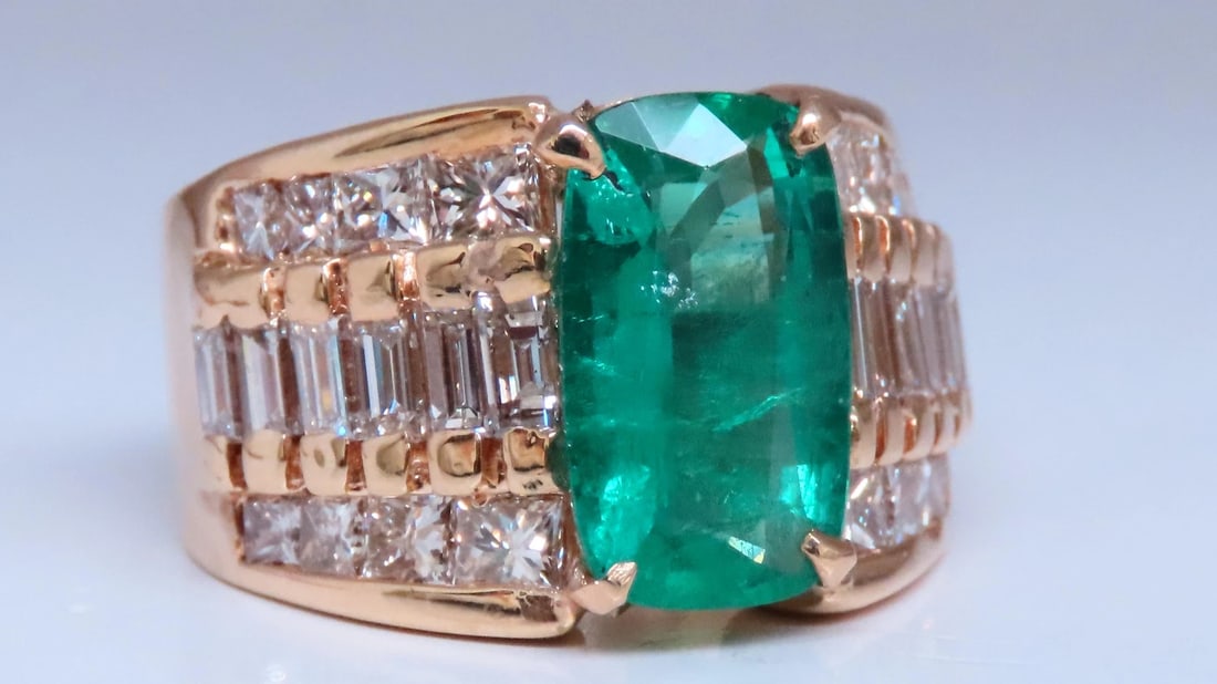 GIA Certified 3.01ct Natural Emerald Diamonds Ring 14kt Gold 12360 *v - 3