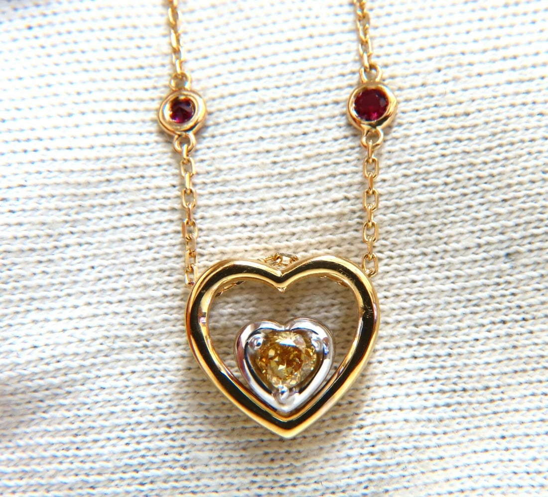 .34ct Natural Fancy color Heart Diamond Necklace 14 Karat **: Title: .34ct Natural Fancy color Heart Diamond Necklace 14 Karat ** Description: MAGNIFICENT JEWELS .34CT Natural Fancy Brown Heart cut diamond necklace. Vs-2 Clean Clarity, Fully transparent. Full