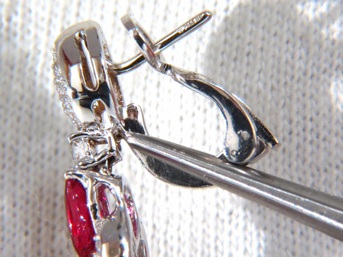 Natural Ruby Diamond Earrings Dangle 18kt Chandelier Glam Prime 11.20ct** - 6