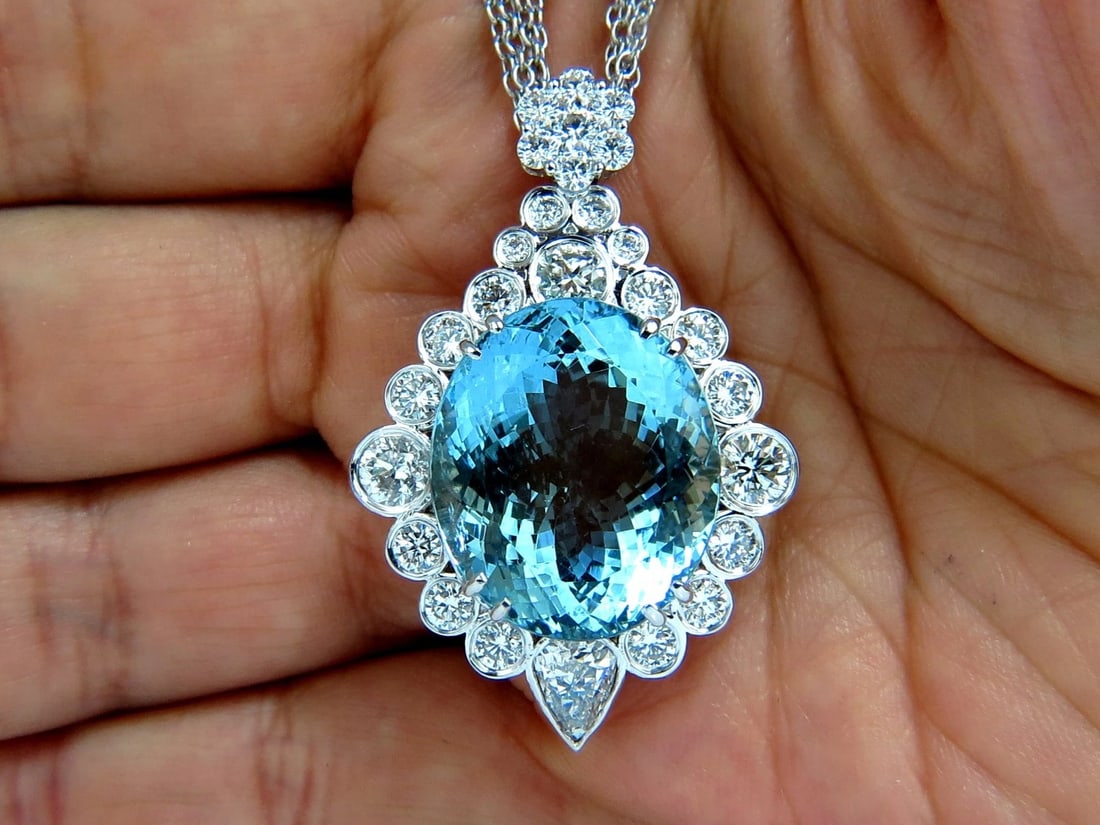 GIA Certified 33.71ct. Natural "Blue" Aquamarine Diamonds necklace ** - 7