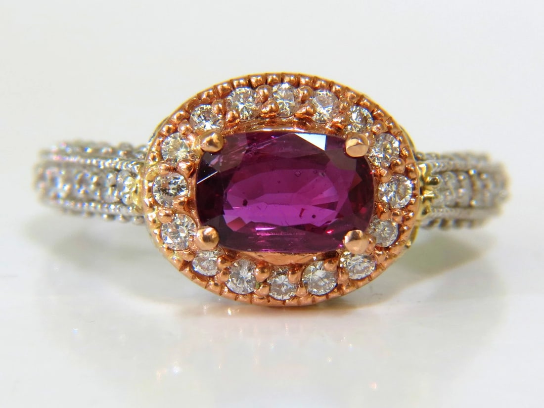 2.78CT NATURAL FINE PURPLE RED RUBY DIAMOND RING 14KT G/VS *v - 7