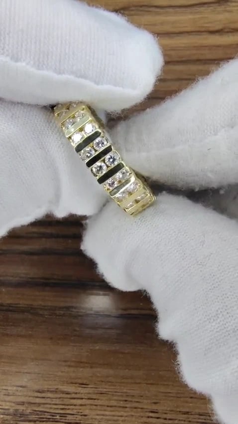 1.50ct natural round diamonds eternity ring channel set durable 14kt *v - 2