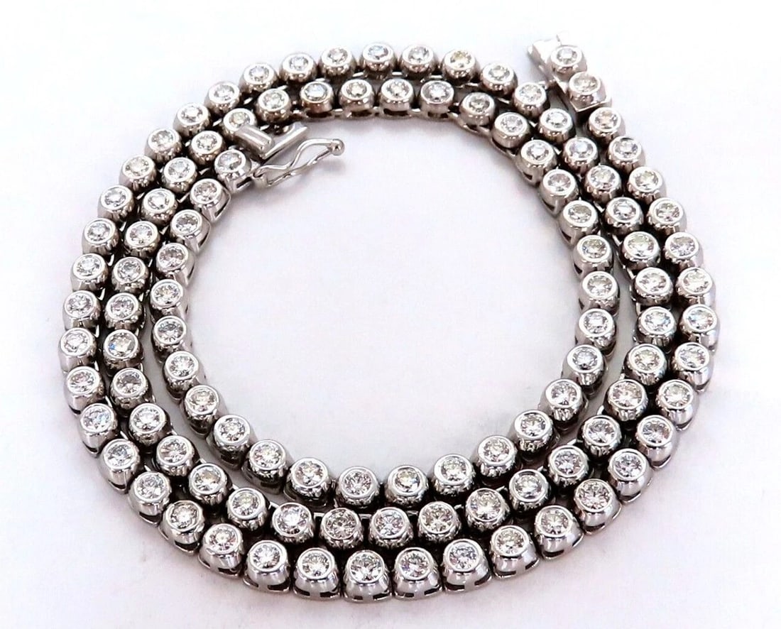 4.74ct Natural Round Diamonds Bezel Flush Riviera Tennis Necklace Eternity 14Kt*: Title: 4.74ct Natural Round Diamonds Bezel Flush Riviera Tennis Necklace Eternity 14Kt* Description: MAGNIFICENT JEWELS 4.74ct. Rounds Eternity Diamond Riviera Tennis Necklace Natural Diamonds G