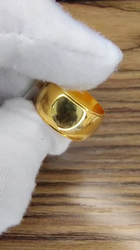 Wide Solid 9.5mm Band 14kt Gold Ring 6 LS *v - 2