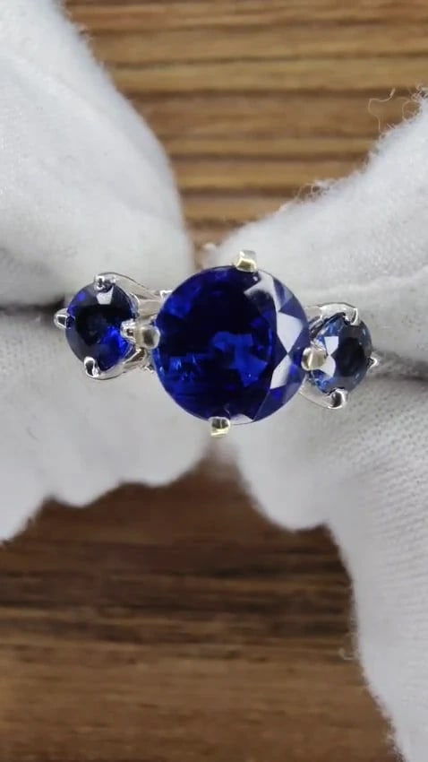 Natural Kyanite Sapphire diamonds ring 3.82ct. vivid blue 14kt *v - 2
