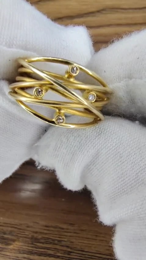 .04ct Natural Diamond Satin Barbed Wire Form Ring 14kt gold 12420 *v - 2