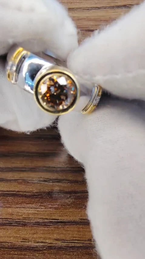 .90ct Natural Fancy Orange Brown Diamond Ring 14 Karat Solid 44717*v - 2