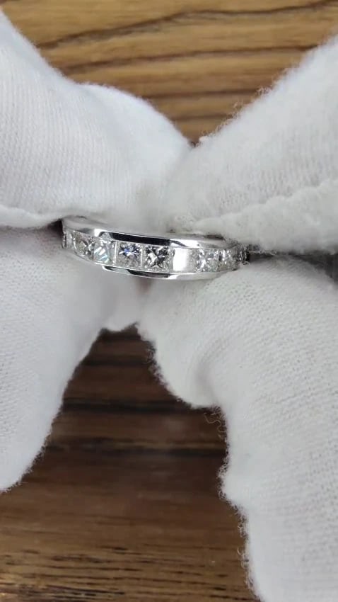 14KT .72CT NATURAL DIAMONDS EDWARDIAN DECO REVIVAL BAND PRINCESS CUTS *v - 2