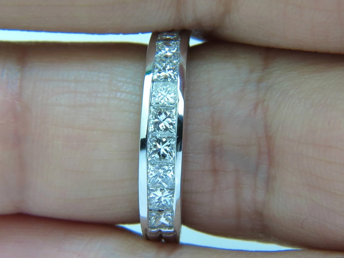 14KT .72CT NATURAL DIAMONDS EDWARDIAN DECO REVIVAL BAND PRINCESS CUTS *v - 7