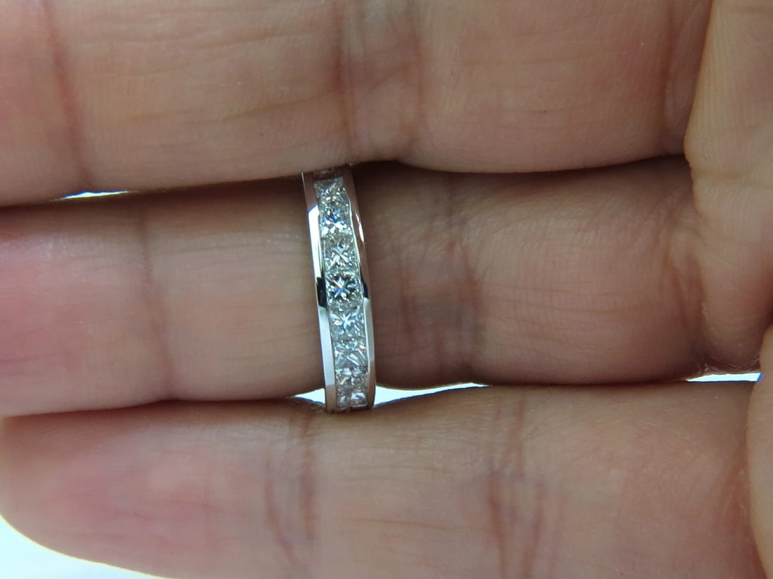 14KT .72CT NATURAL DIAMONDS EDWARDIAN DECO REVIVAL BAND PRINCESS CUTS *v - 8