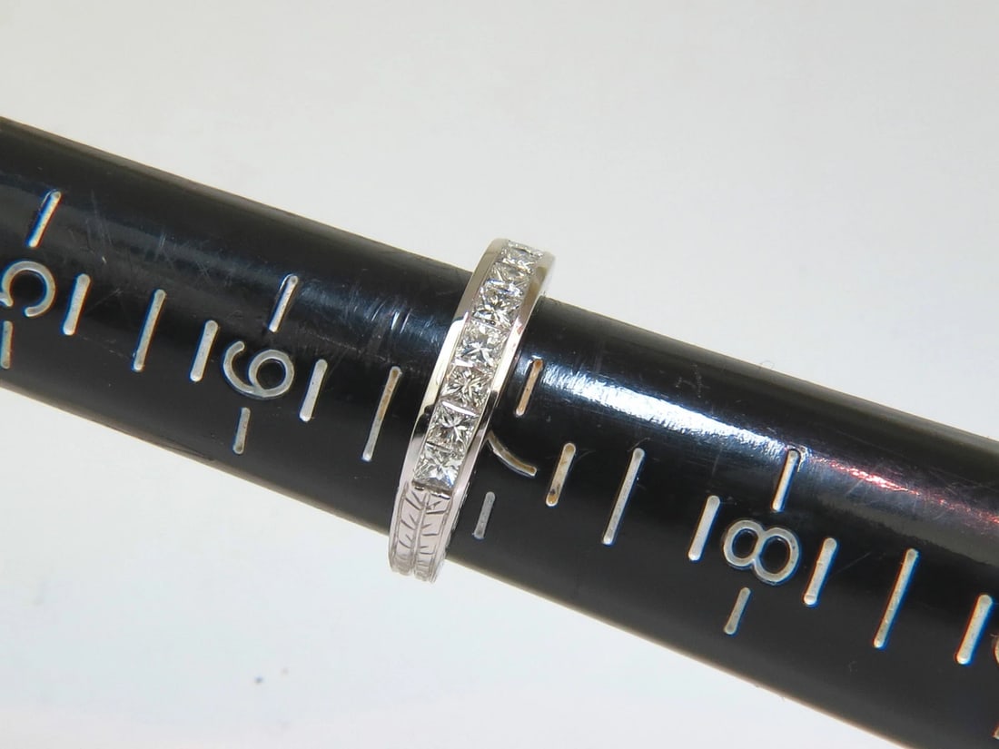 14KT .72CT NATURAL DIAMONDS EDWARDIAN DECO REVIVAL BAND PRINCESS CUTS *v - 9
