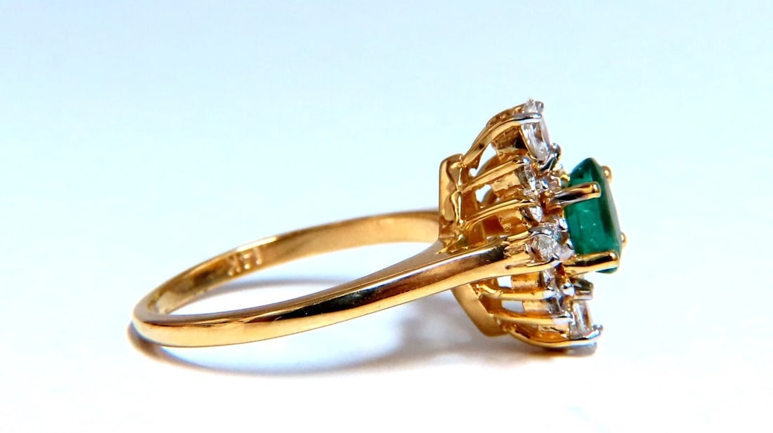 Emerald Diamonds Ring 14kt 1.20ct Edwardian Deco *v - 3