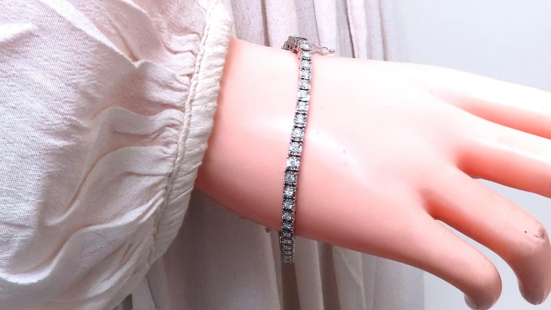 2.40ct natural round diamonds bracelet 14kt gold 12467** - 6