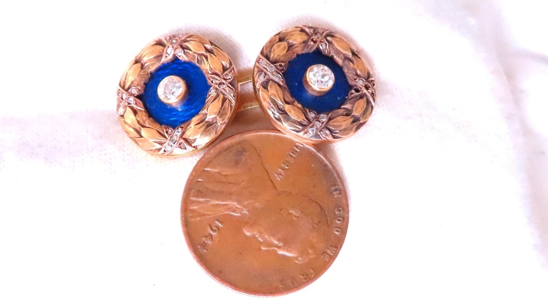 Victorian Antique Enamel Cufflinks 14kt 12479** - 2