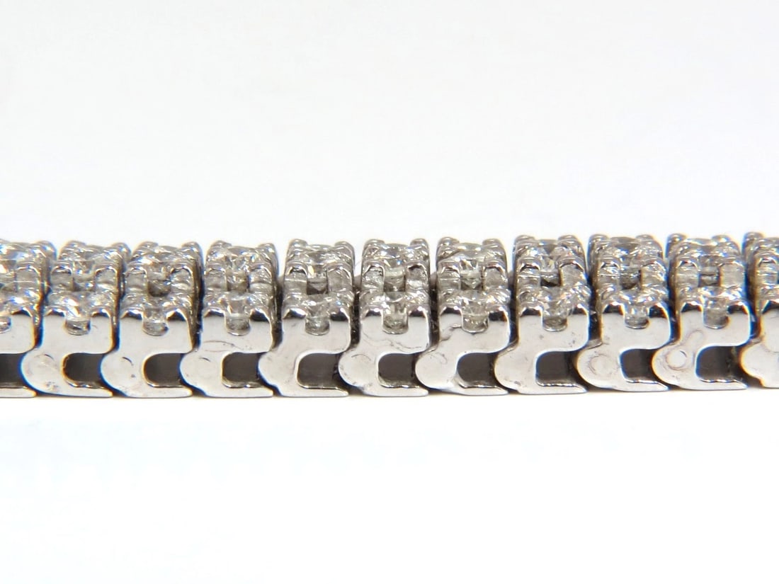 5.50ct natural round brilliant diamonds three row tennis bracelet 14kt gold** - 6
