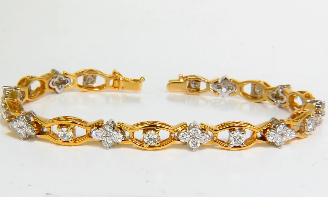 3.65Ct CLUSTERS DIAMOND BRACELET G VS 14KT EXCELLENT CUTS & LINKS** - 4