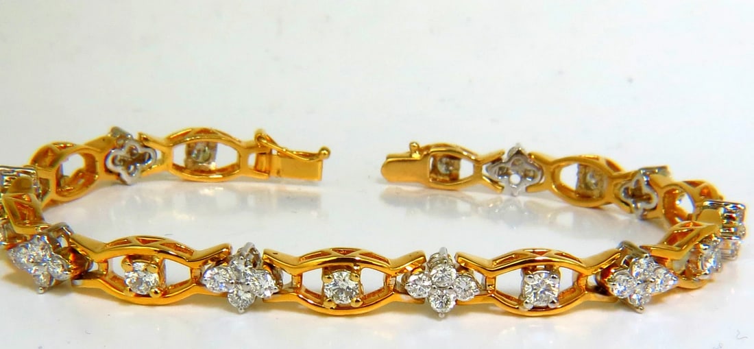3.65Ct CLUSTERS DIAMOND BRACELET G VS 14KT EXCELLENT CUTS & LINKS** - 5