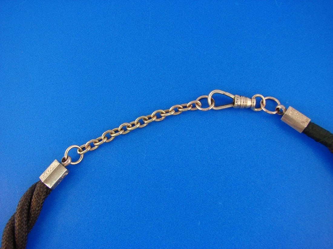 RARE Victorian Mourning Piece 14k Rose Gold & Hair Necklace C. 1900s - 4