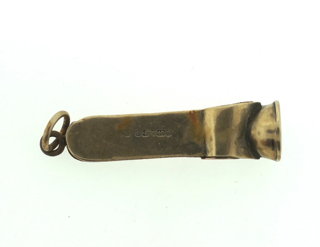 VICTORIAN C.1900 ENGLISH HALLMARKS 9K YELLOW GOLD CIGAR CUTTER PENDANT ANTIQUE - 3