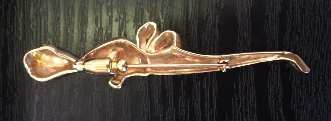 CHIC 14k Yellow Gold & Enamel Geisha Pin Circa 1950s - 2