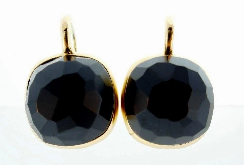 18k Yellow Gold Carved Onyx Earrings - 3