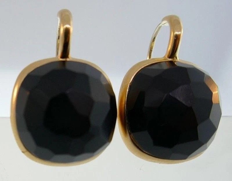 18k Yellow Gold Carved Onyx Earrings - 4