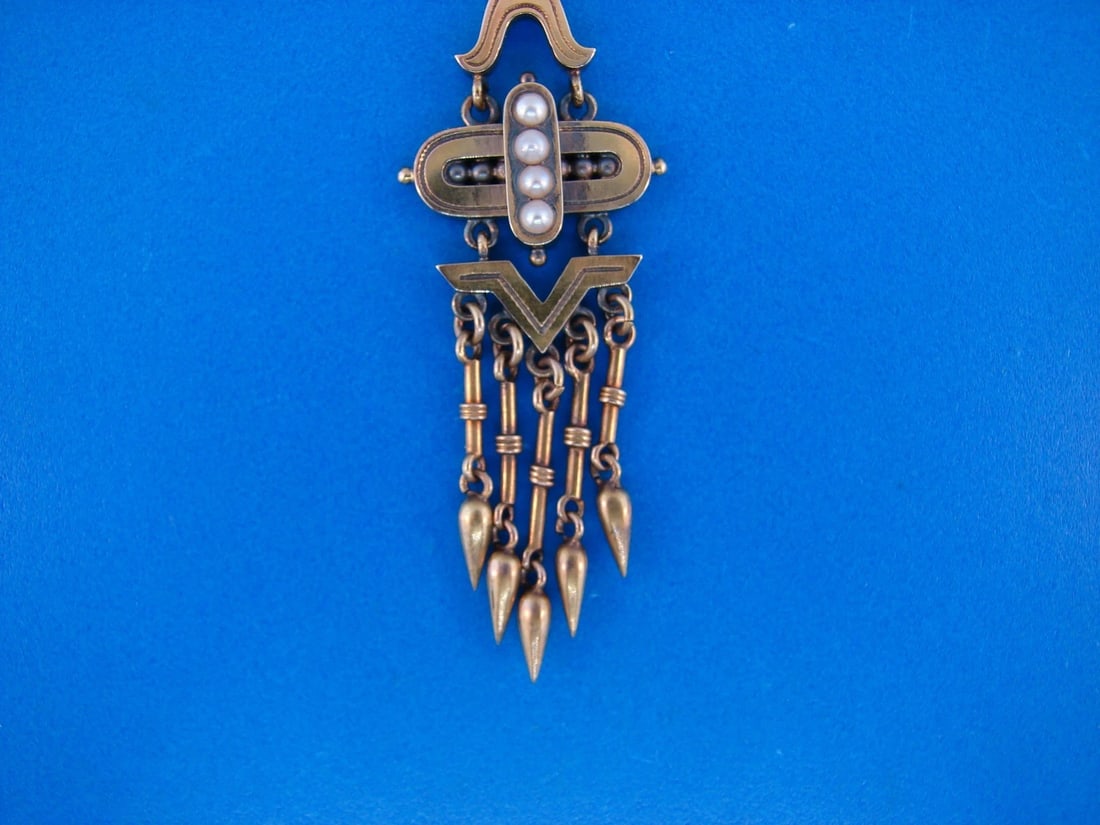 VICTORIAN 14k Yellow Gold & Pearl Pendant Circa 1900s - 3