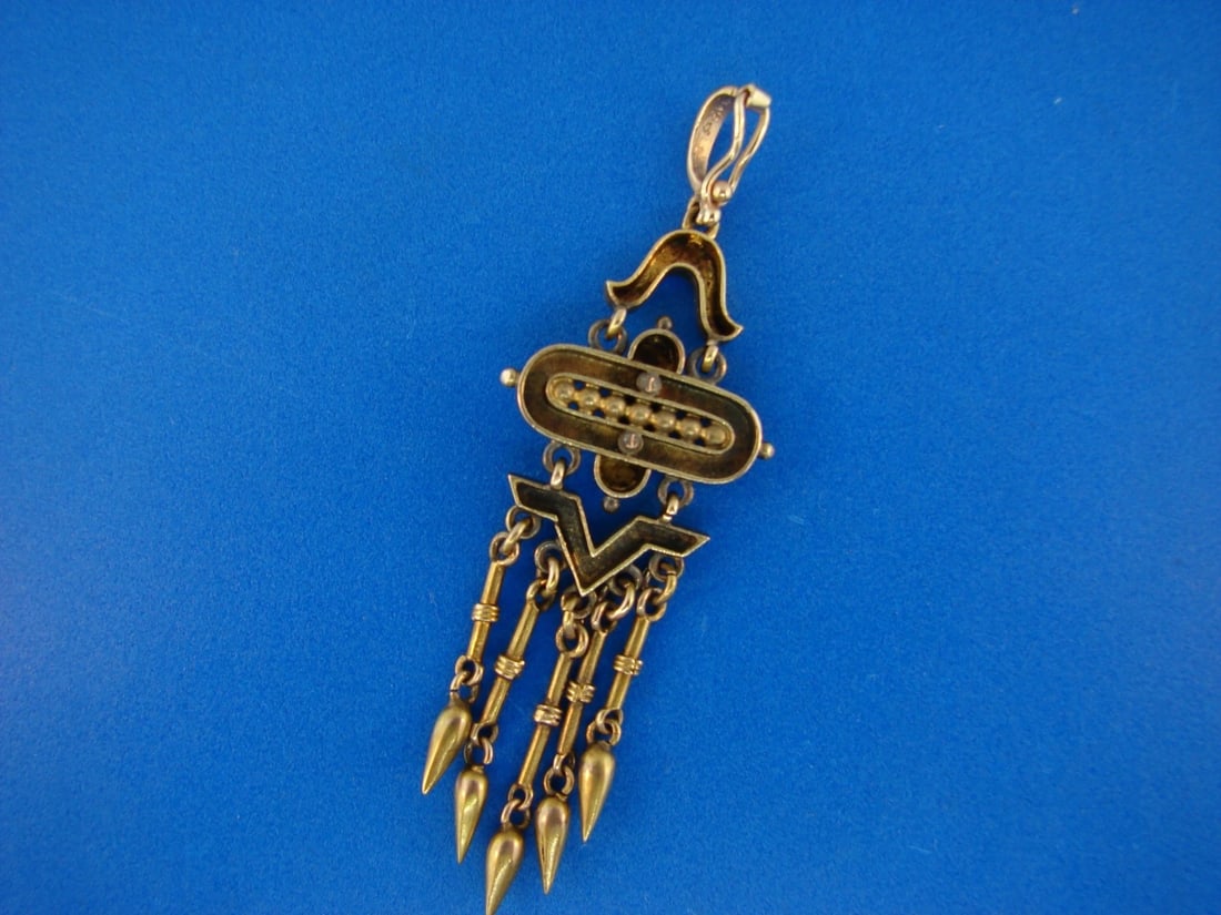 VICTORIAN 14k Yellow Gold & Pearl Pendant Circa 1900s - 4