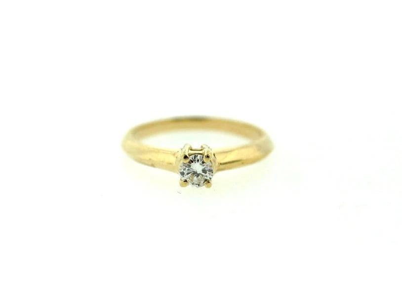 VINTAGE C.1950 DIAMOND 14K YELLOW GOLD ENGAGEMENT RING 0.30 CTS - 3