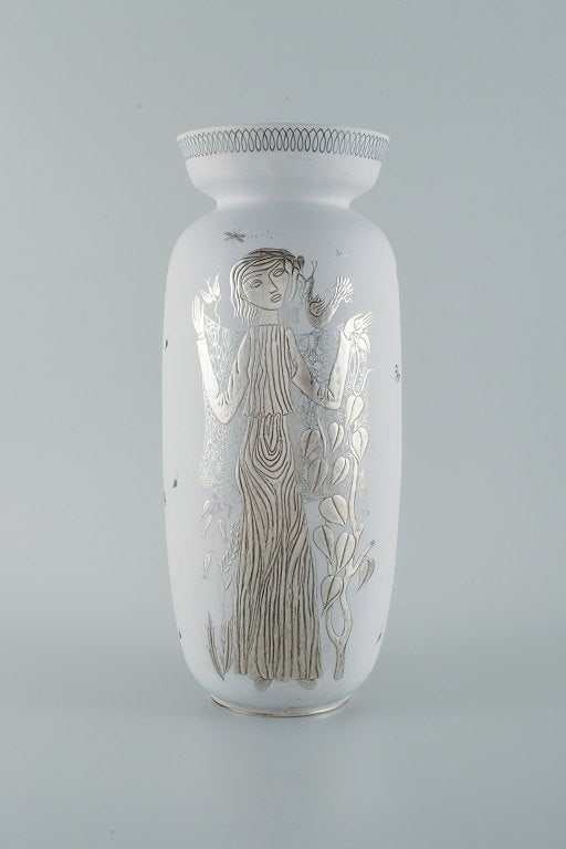 Stig Lindberg for Gustavsberg, Sweden. Large "Grazia" ceramic vase with silver inlay in the shape of - 2