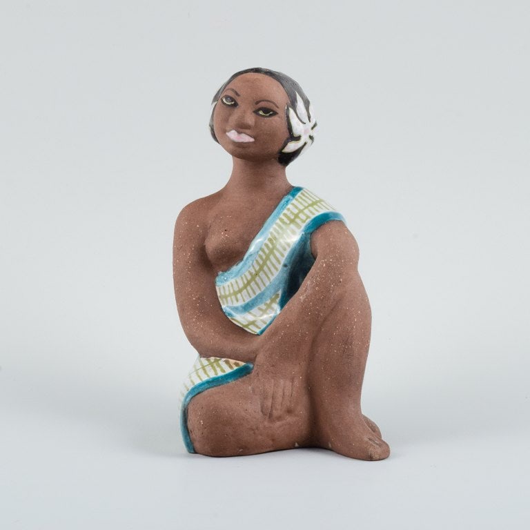 Mari Simmulson figure. Rare ceramic figure of a half-naked Tahitian woman. Upsala-Ekeby. - 3