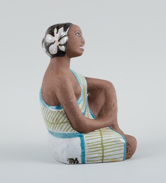 Mari Simmulson figure. Rare ceramic figure of a half-naked Tahitian woman. Upsala-Ekeby. - 5
