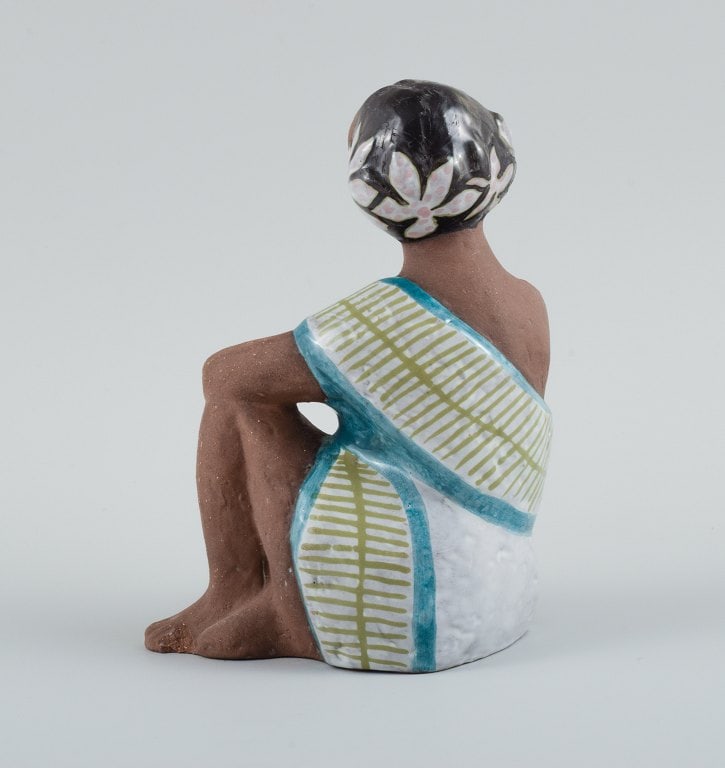 Mari Simmulson figure. Rare ceramic figure of a half-naked Tahitian woman. Upsala-Ekeby. - 6