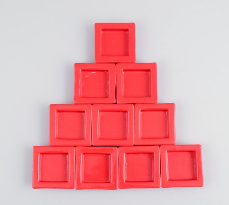 ASA, Germany. A collection of ten small square ceramic bowls. Late 1900s. - 2