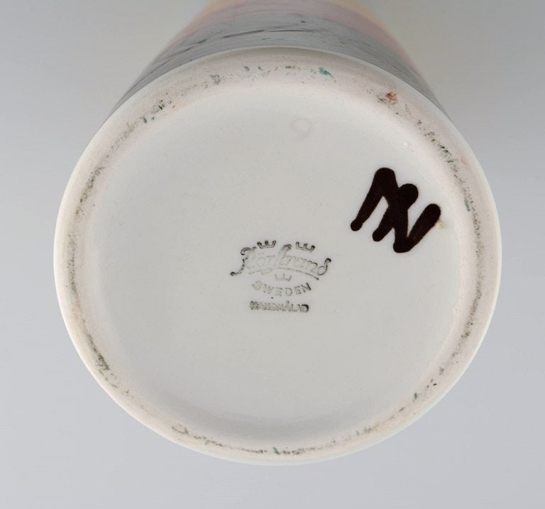 Olle Alberius for Rörstrand. Cylindrical Sarek vase in hand-painted and glazed ceramics with - 7