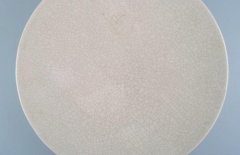 Longwy, France. Art deco bowl in glazed stoneware on tripod. Crackle design. 1940s. - 6