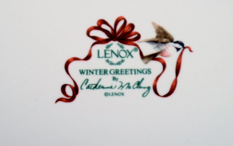 Catherine McClung for Lenox. "Winter greetings". Large round dish in glazed stoneware decorated with - 4