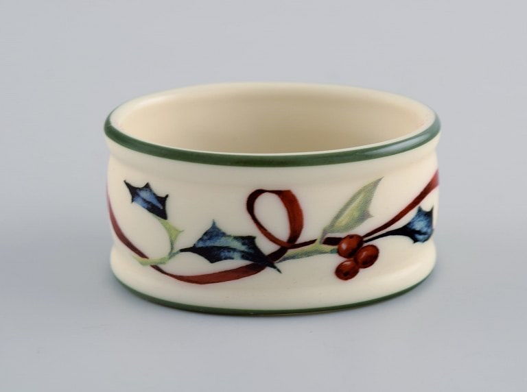 Catherine McClung for Lenox. "Winter greetings everyday". Eight napkin rings in glazed stoneware - 4