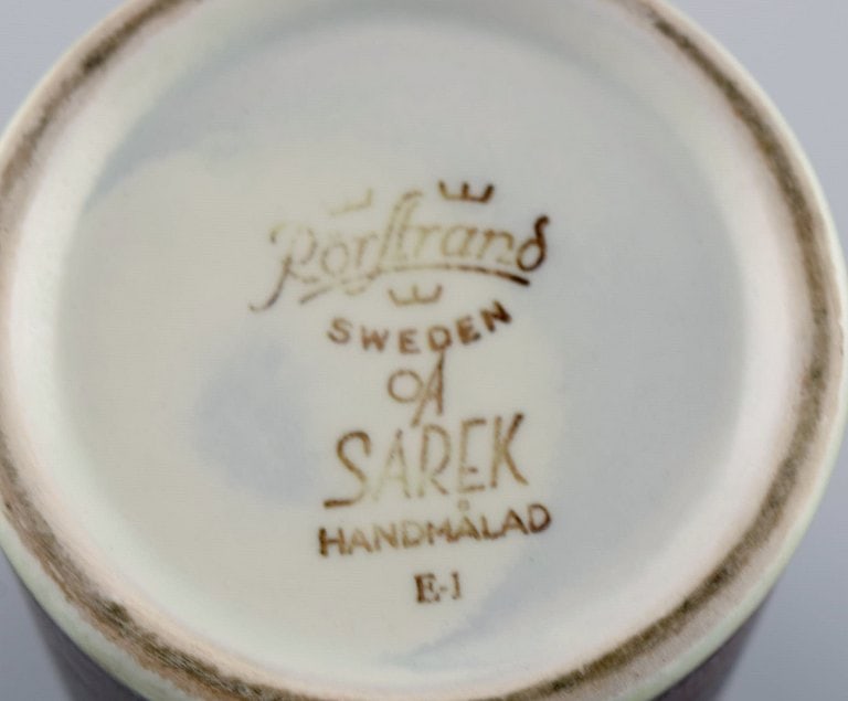 Olle Alberius for Rörstrand. Cylindrical Sarek vase in hand-painted and glazed ceramics with - 7