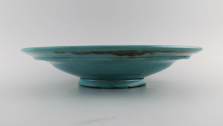 St. Erik, Upsala. Large art deco bowl / dish in glazed ceramics. Beautiful glaze in shades of green. - 8