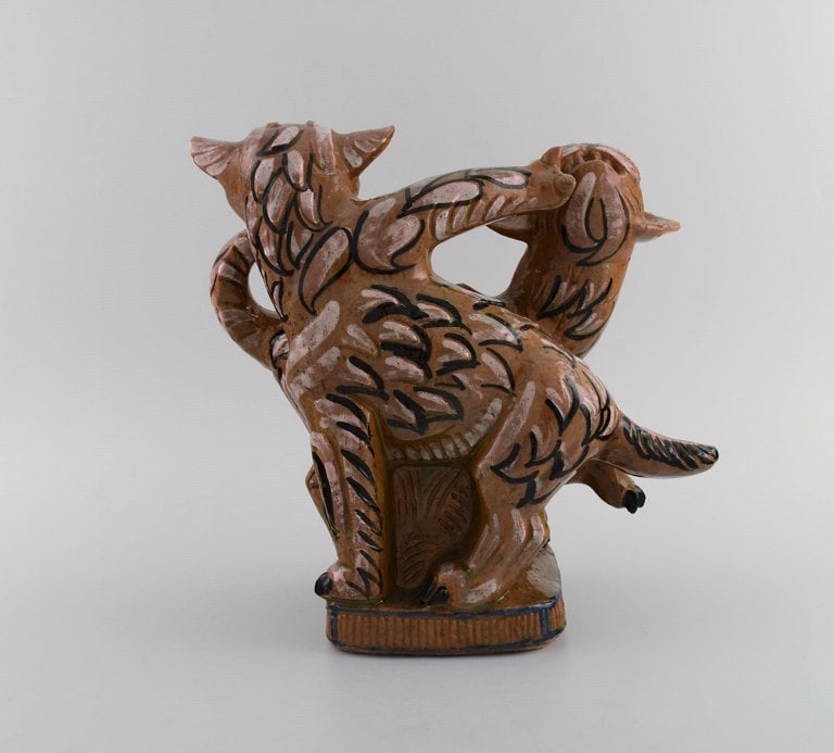 Helge Christoffersen (1925-1965), Denmark. Unique figure in hand-painted and glazed stoneware. - 6