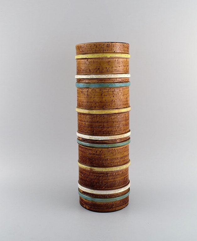 Nittsjö, Sweden. Large vase in glazed stoneware. Beautiful glaze in striped design. 1960s. - 2