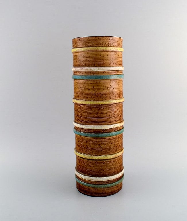Nittsjö, Sweden. Large vase in glazed stoneware. Beautiful glaze in striped design. 1960s. - 3